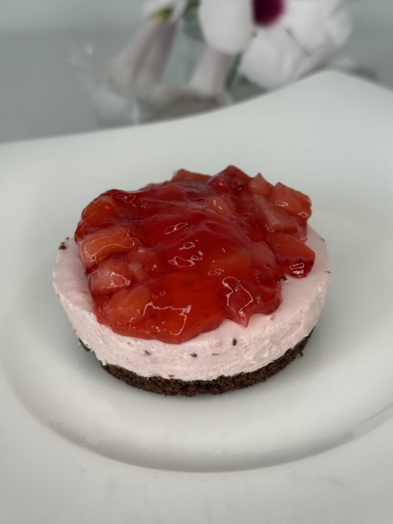 Velvet Strawberry Mini Cheesecakes